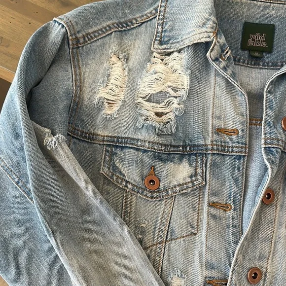 Distressed Light Blue Denim Jacket - Picture 2 of 10